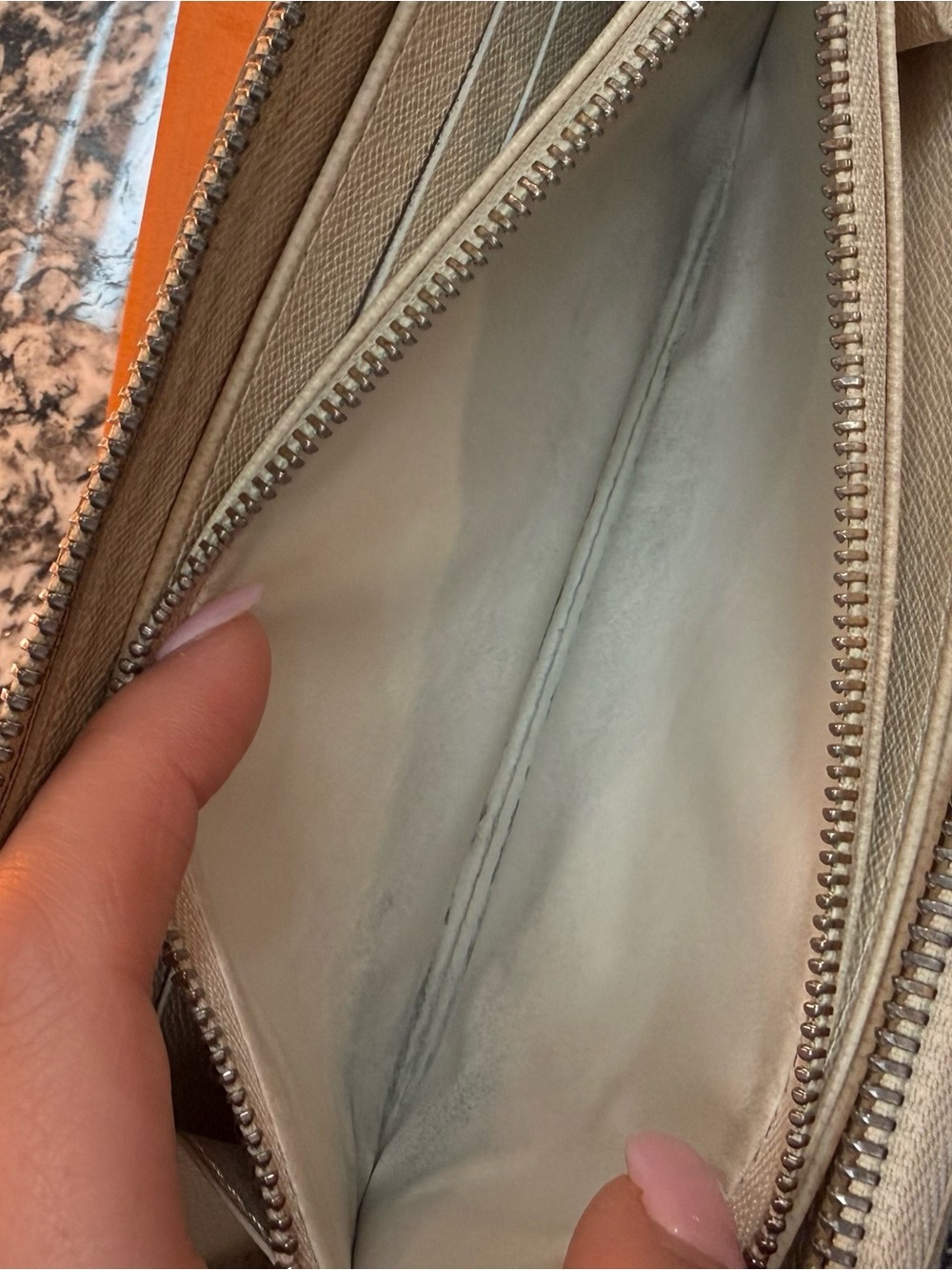 Louis Vuitton Cream Epi Zip Wallet with Silver Hardware - Picture 10 of 16